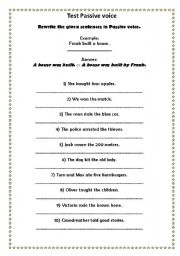 English worksheet: test passive voice