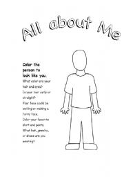 English Worksheet: all about me