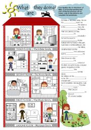 English Worksheet: What are they doing?