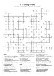English Worksheet: Crossword The unexplained