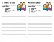 English Worksheet: a member of a family writing worksheet