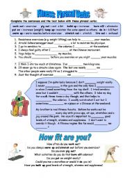 English Worksheet: Fitness phrasal verbs