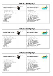 English Worksheet: CLASSROOM LANGUAGE