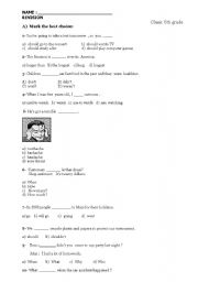 English worksheet: TEST -LANGUAGE AND READING