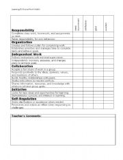 English Worksheet: Report Card Marks and Comments