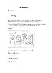 English Worksheet: my family test