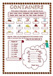 English Worksheet: CONTAINERS