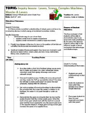 English worksheet: Levers Inquiry Lesson