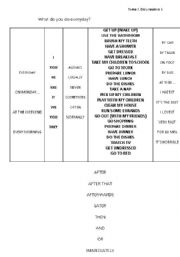 English Worksheet: daily routines