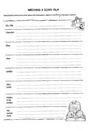 English worksheet: Watching a scary film