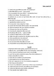 English worksheet: Tests: Level 1-B