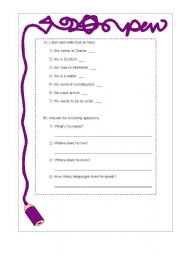 English worksheet: Listening Comprehension