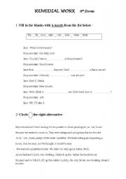 English Worksheet: 8th form remedial work