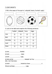 English Worksheet: I LIKE SPORT