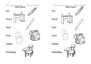 English worksheet: School Objects