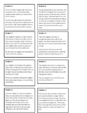 English Worksheet: Neighbours role play