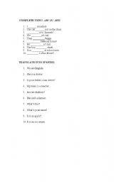 English worksheet: To be for young children