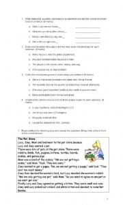 English Worksheet: Grammar and reading comprehension