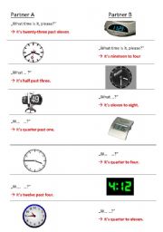 English Worksheet: Asking and telling the time