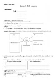 English Worksheet: life concerns