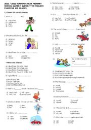 English Worksheet: exam for 8th grade (1st exam) 2011-2012