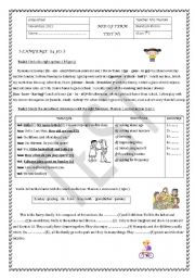 English Worksheet: mid of term test 1 for the 7th form