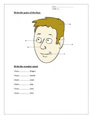 English worksheet: my face