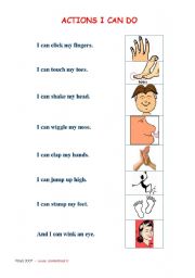 English Worksheet: Actions I can do