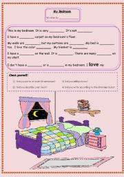 English Worksheet: Writing Task -My Bedroom