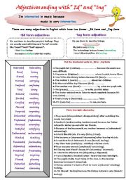 adjectives ending with -ed or _ing