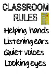 English Worksheet: CLASSROOM RULES 1. (RELATED TO PARTS OF THE BODY)