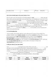 English Worksheet: mid 1 test 2nd form 
