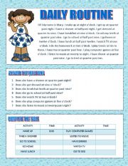 English Worksheet: MARYS DAILY ROUTINE