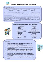 English Worksheet: Travel phrasal verbs