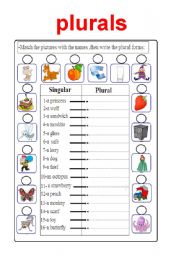 English Worksheet: plurals