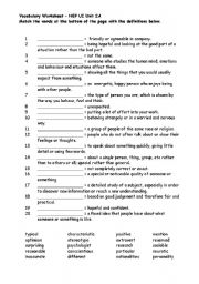 English Worksheet: Vocabulary match - New English File Upper Intermediate