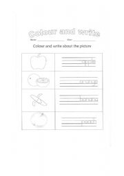 English Worksheet: Colouring Fruits