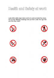 English worksheet: Health and Safety signs