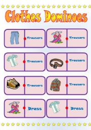 English Worksheet: CLOTHES DOMINOES (part 1)