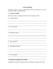 English Worksheet: Dealing with Complaints from Customers