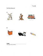 English Worksheet: Find the odd one out