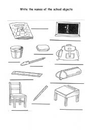 English Worksheet: School objects names