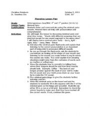 English worksheet: Phonetic Lesson Plan