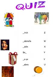 English worksheet:  alphabet u v w x y z