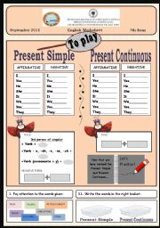 English Worksheet: Present Simple vs  Present continuous