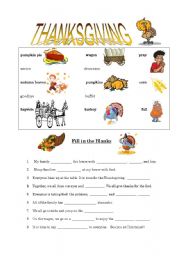 Thanksgiving Fill in the Blanks