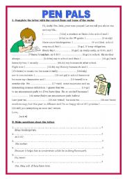 English Worksheet: PENPALS - VERB TENSES + MAKING QUESTIONS