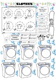 English Worksheet: CLOTHES - COLOUR, CUT AND PASTE