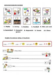 English Worksheet: hobbies and sports