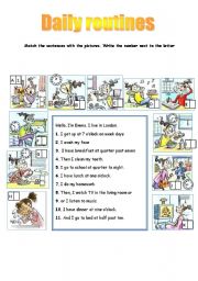 English Worksheet: DAILY ROUTINES